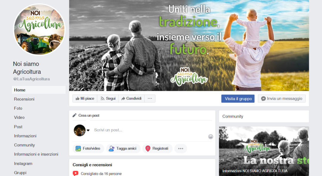 Graphic design per il web e i canali social di Noi Siamo Agricoltura